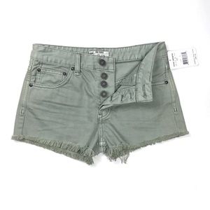 Free People Uptown Frayed Moss Shorts NEW